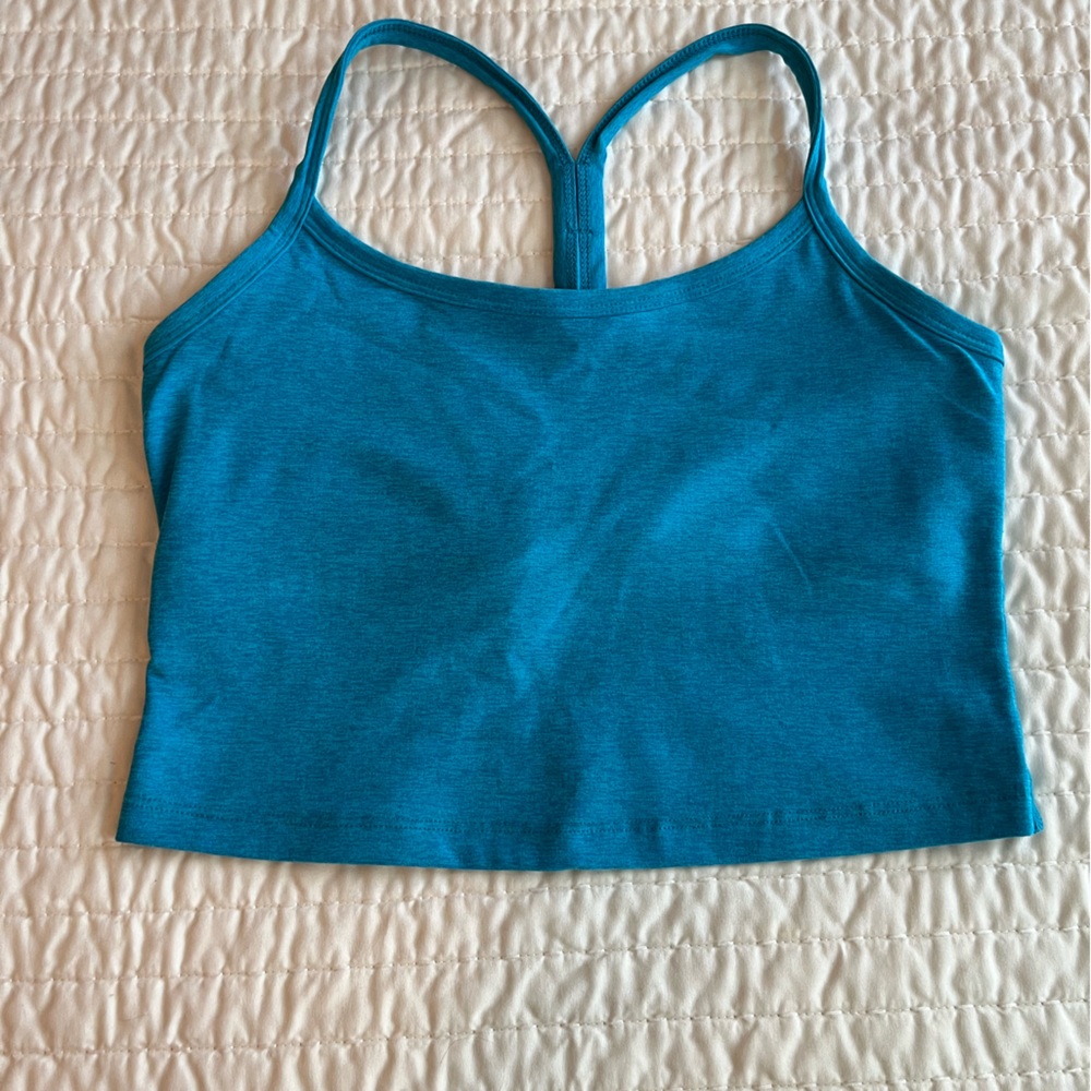 NWOT Beyond Yoga Spacedye Slim Racerback Crop Tank size M turquoise Heather